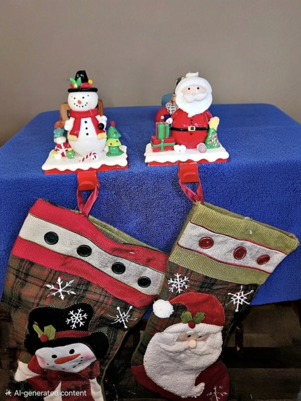 Christmas Stocking Hangers and Snowman Santa Ornaments